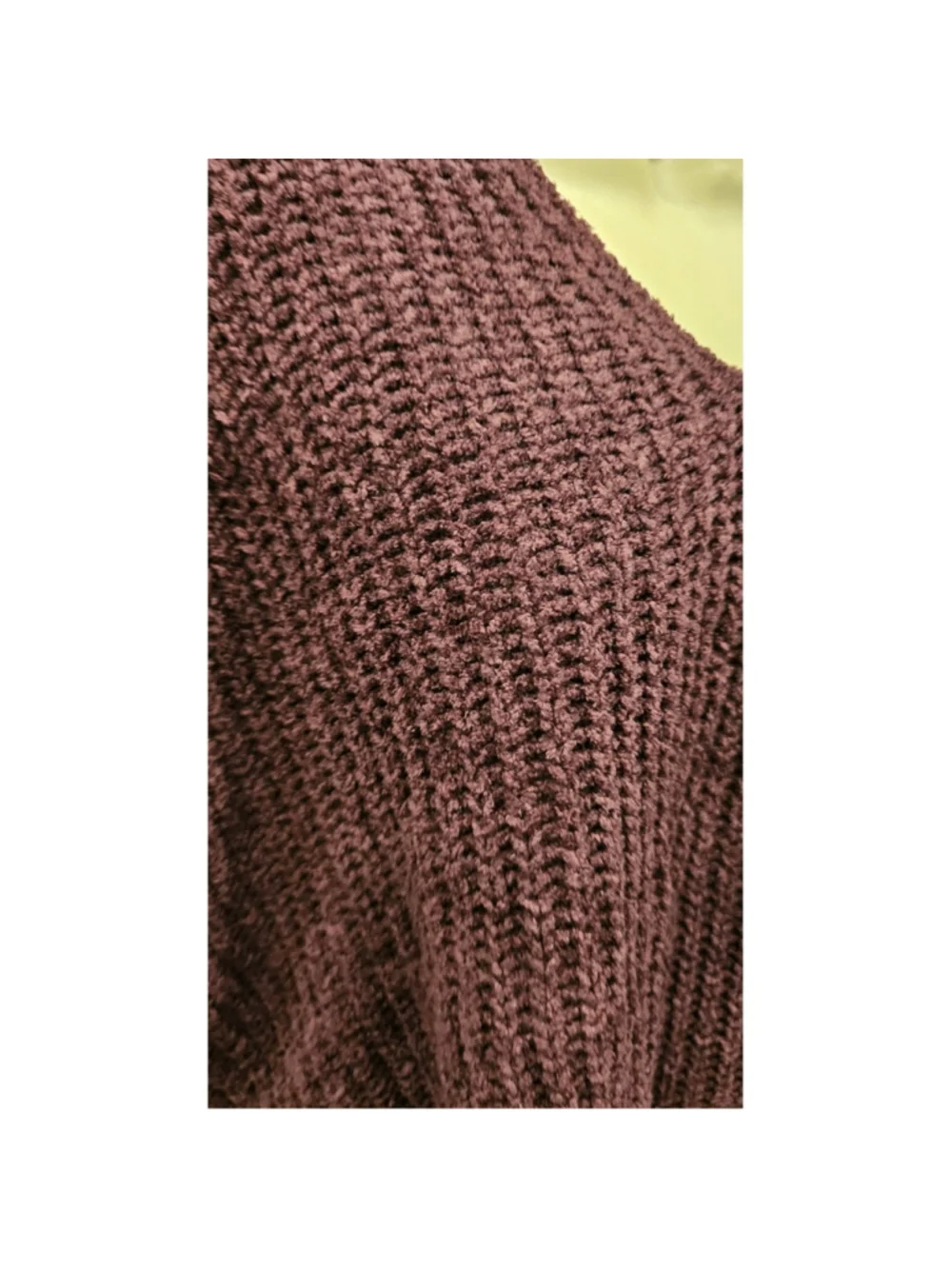 NWT Eggplant purple velour chenille chunky knit slub v neck sweater express S - Picture 6 of 8